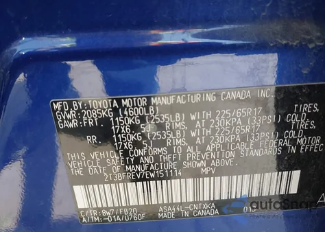 2014 Toyota Rav4 Le from USA, damaged, VIN 2T3BFREV7EW151114